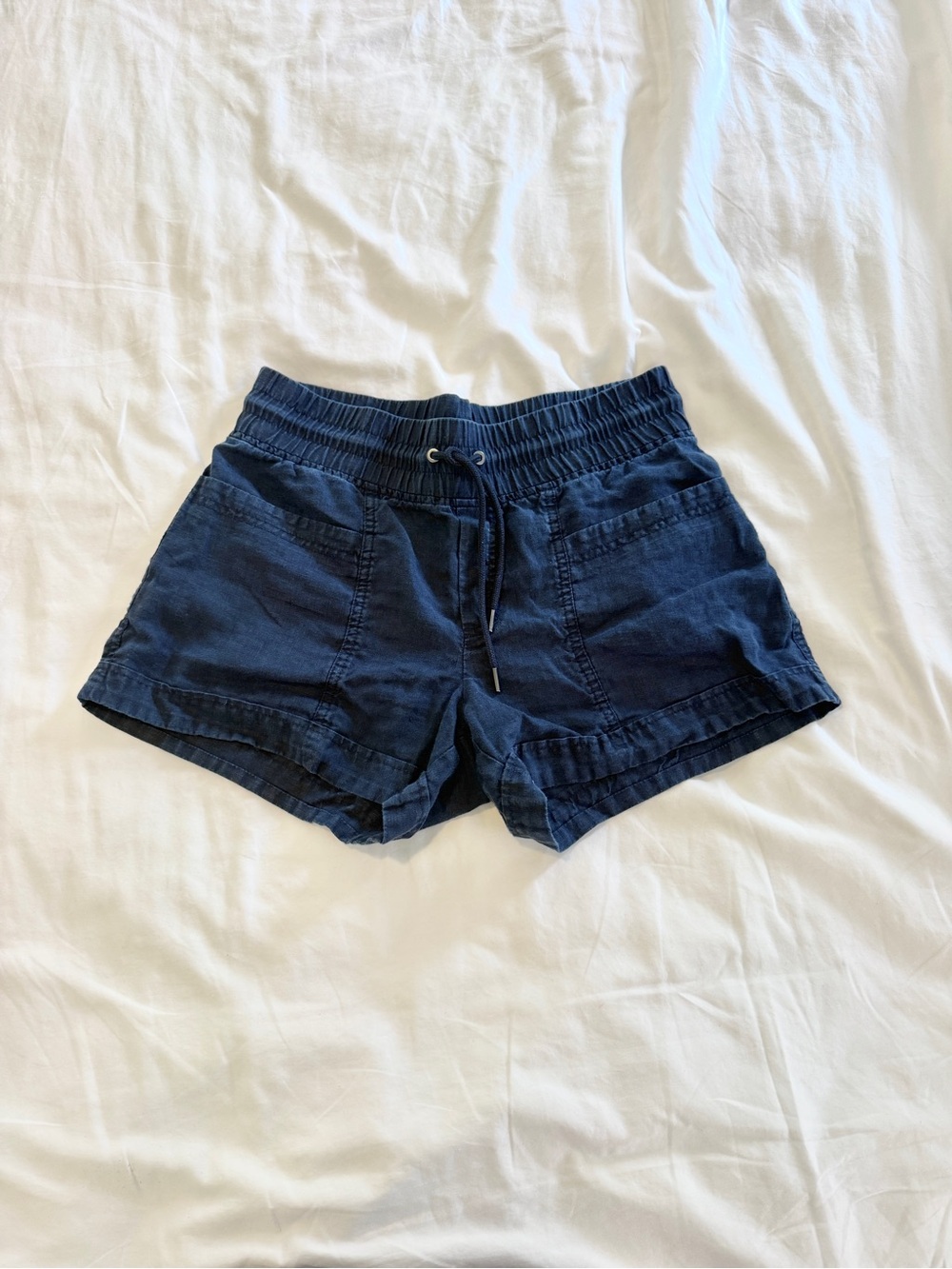 Athleta Navy Blue Linen Shorts | Size 6
